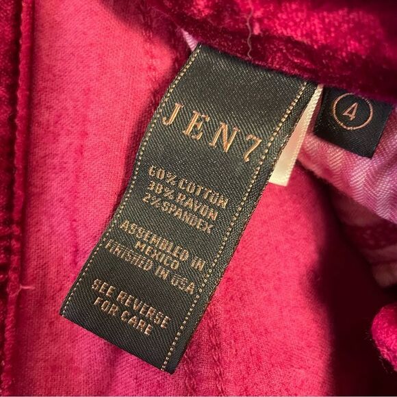 JEN7 by 7 For All Mankind Crushed Velvet Ankle Skinny Jeans Pants Size 4 - Picture 8 of 8